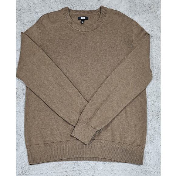 Paige Mens Wool Sweater 50% Mercerized Wool 50% Cotton Heathered Palm Sz S NEW